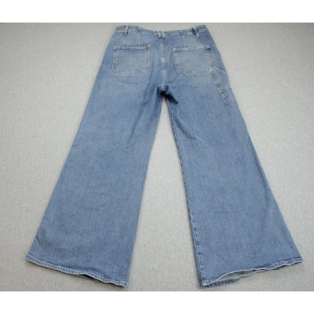 Anthropologie Pilcro Jeans Women 32 Blue Cotton Blend Stretch Carpenter Wide Leg